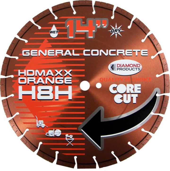 Diamond Products H7 Heavy Duty Orange MAXX High Speed 14 Inch Segmented Rim Diamond Blade for Hard Materials
