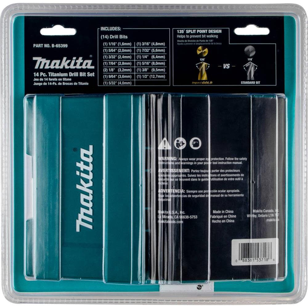 Makita Impact GOLD 14 Pc. Titanium Drill Bit Set 1/4in Hex Shank, large image number 6