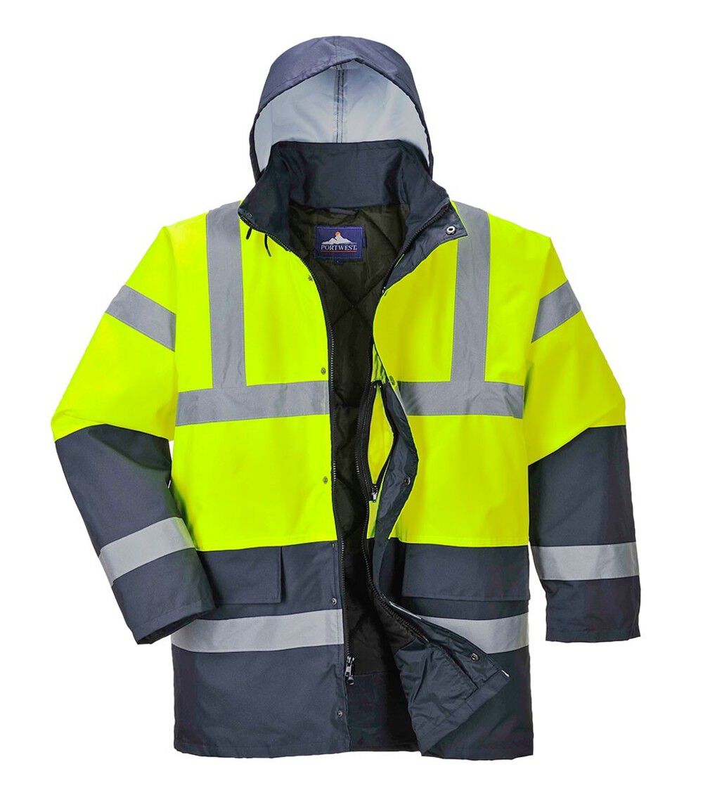 Portwest Yellow and Black Hi-Vis Contrast Traffic Jacket - Small, large image number 2