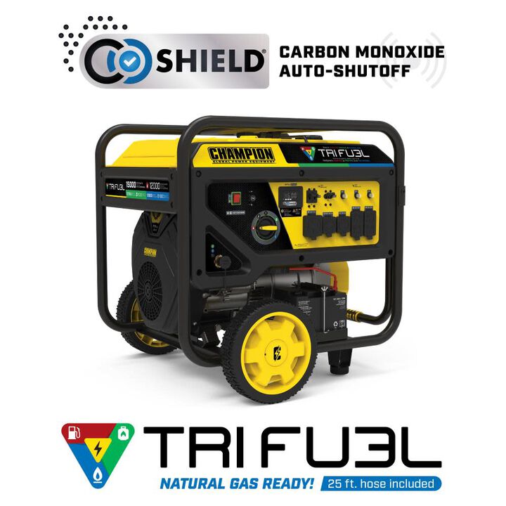 Champion Power Equipment 15,000-Watt Electric Start Tri Fuel 49 State Home Backup Portable Generator