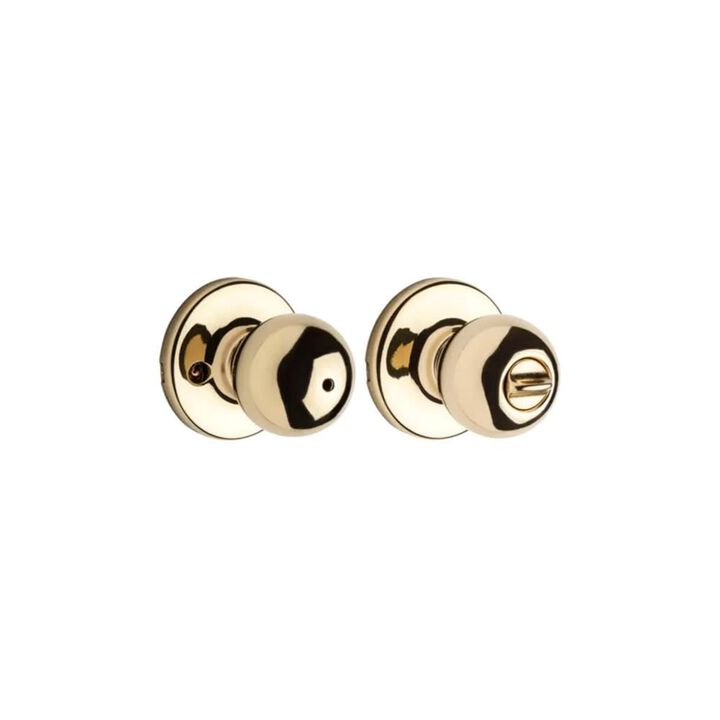 Kwikset Polished Brass Bed/Bath Polo Privacy Door Knob Set