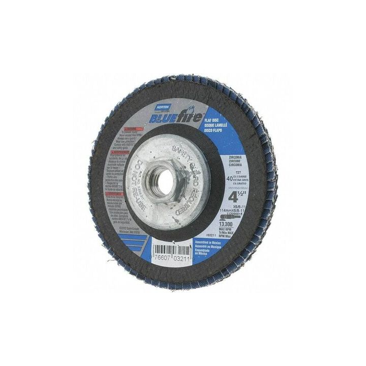 Norton BlueFire 4 1/2 Inch x 5/8 Inch - 11 Arbor Grit 40 Flap Disc