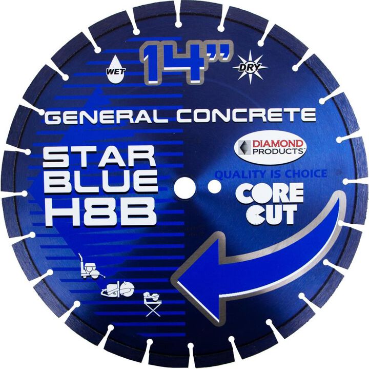 Diamond Products H8B Star Blue High Speed 12 Inch Segmented Rim Diamond Blade for General Purpose Concrete