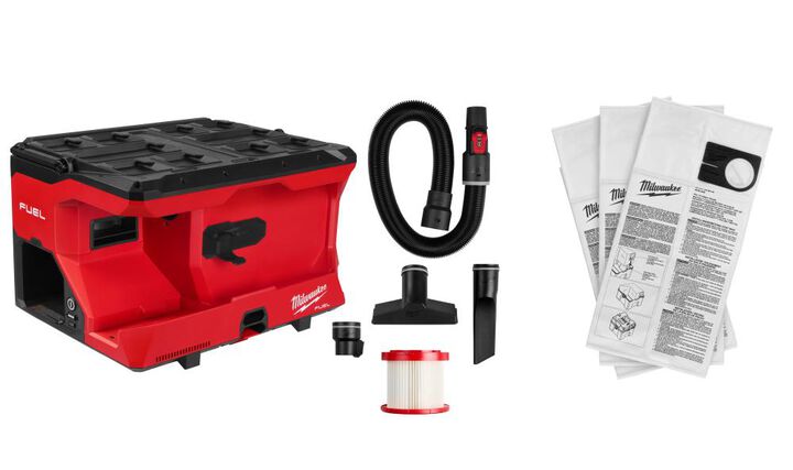 Milwaukee M18 FUEL 4 Gallon Wet/Dry Vacuum with PACKOUT Compatibility (Bare Tool) & 4 Gallon Fleece Dust Bags 3 Pieces Bundles