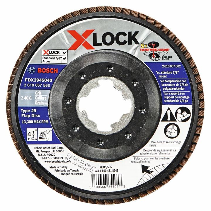 Bosch X LOCK Arbor Type 29 40 Grit Flap Disc 4 1/2in