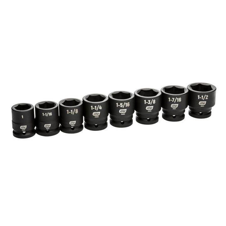 GEARWRENCH 3/4in Drive 6 Point SAE Impact Socket Set 8pc