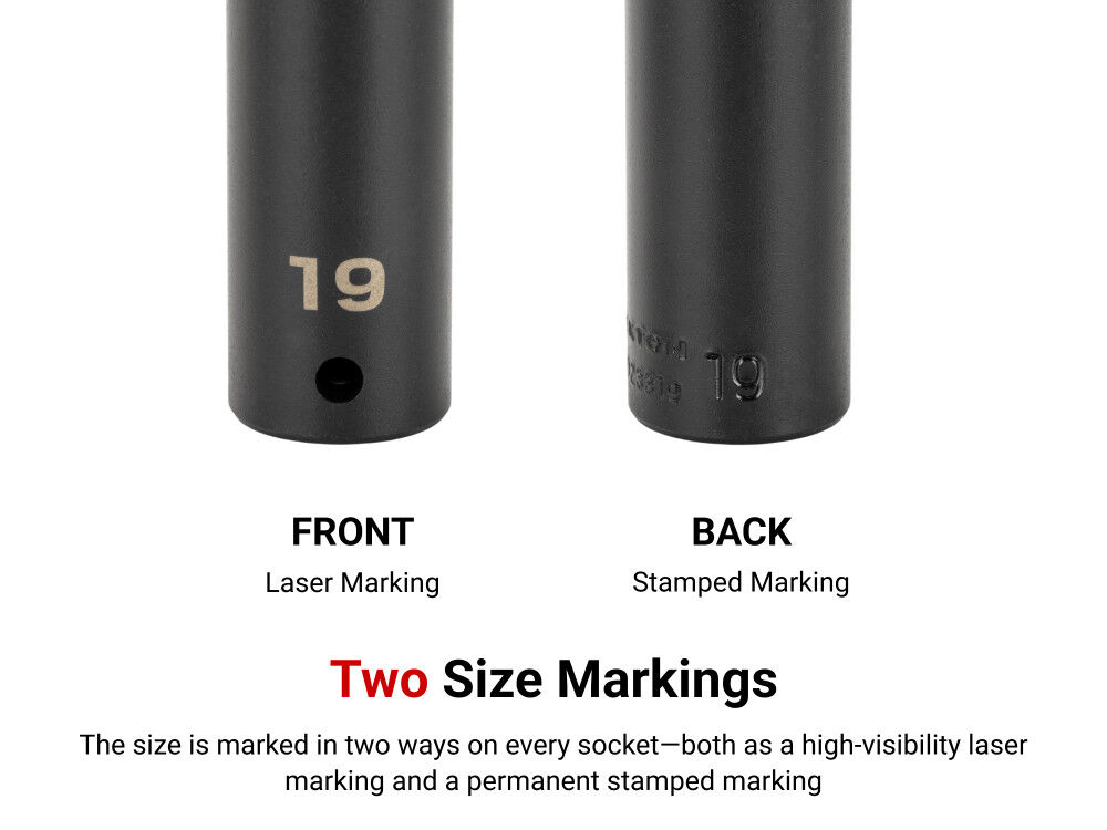Tekton 1/2 Inch Drive Deep 6 Point Impact Sockets, Rails, 8-50 mm, 39 Pieces, large image number 2