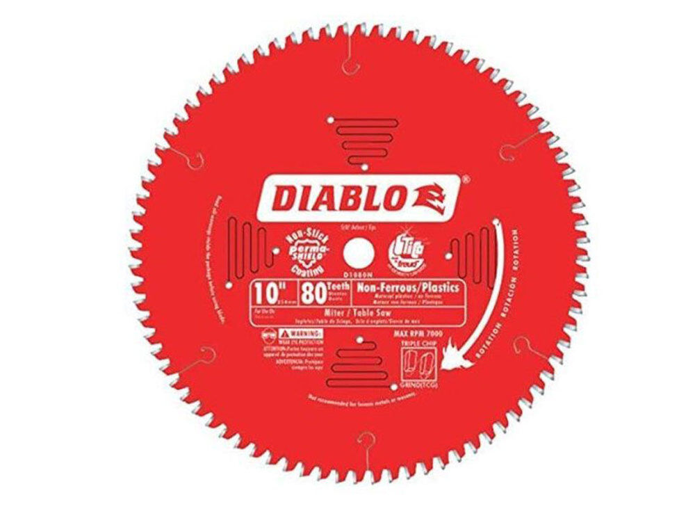Diablo Tools 10 inch x 80 Tooth TCG Medium Aluminum Cutting Miter Saw Blade with 5/8 inch Arbor, large image number 1