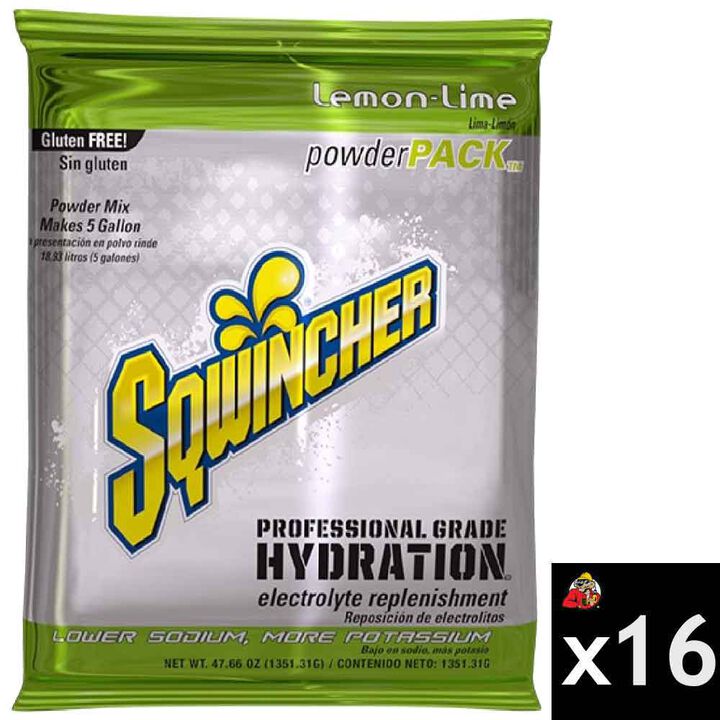 Sqwincher Mix and Serve Electrolyte Beverage Mix 5 Gallon Lemon-Lime 16 Bag Case