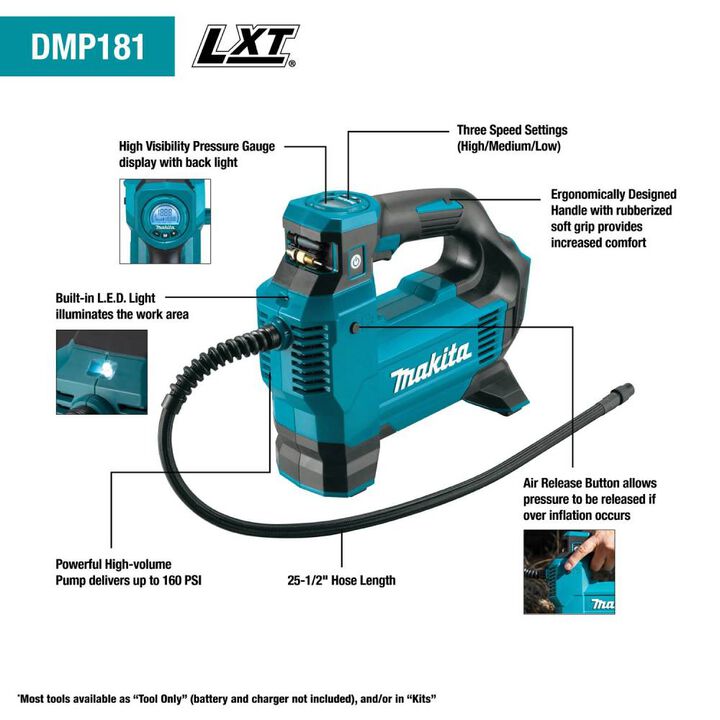 Makita 18V LXT Lithium Ion Cordless High Pressure Inflator (Bare Tool), large image number 6
