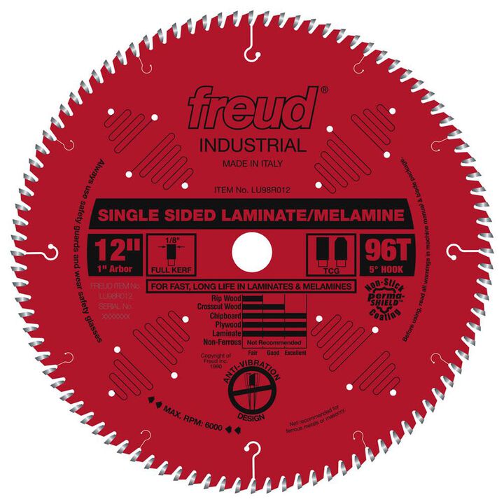 Freud 12in Single Sided Laminate/Melamine Blade with Perma-SHIELD Coating