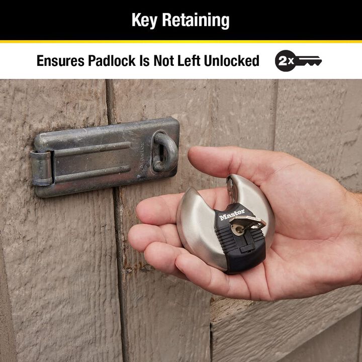 Master Lock Padlock with Shackle 2 3/4in Steel Keyed Alike Disc 2pk, large image number 4