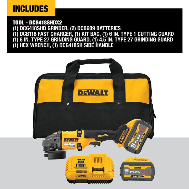 DEWALT 60V MAX 4-1/2 Inch - 6 Inch Side Handle Detect Grinder Kit, large image number 2