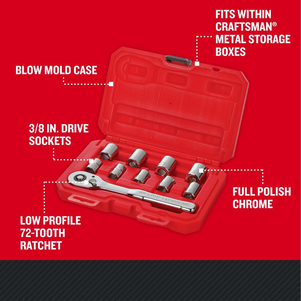 CRAFTSMAN 3/8-in Drive Metric Mechanics Tool Set, 10pc, large image number 2