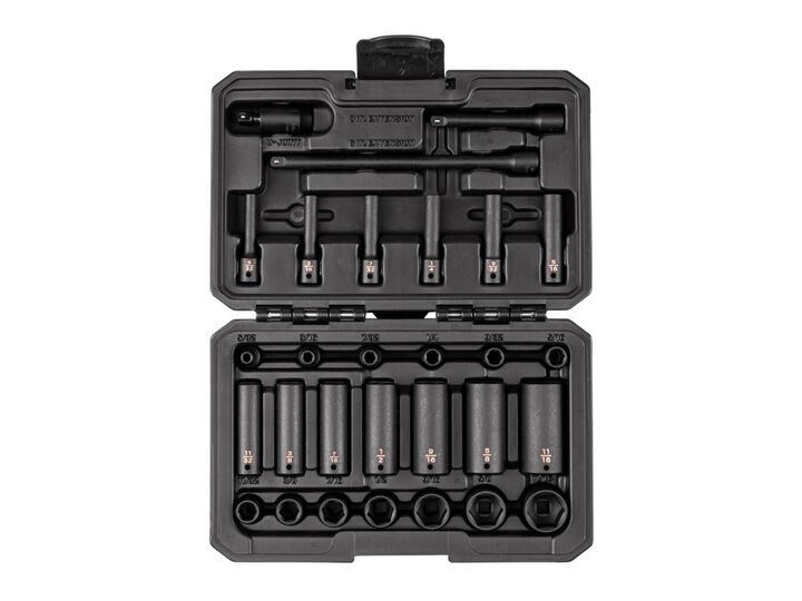 Tekton 1/4 Inch 6 Point Impact Socket Set Case, 29 Pieces (5/32-11/16 Inch), large image number 1
