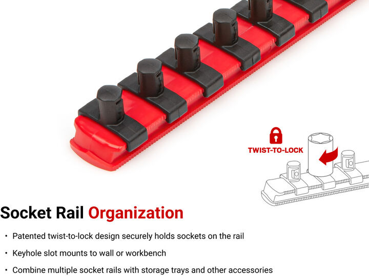 Tekton 3/8 Inch Drive 12-Point Socket Set with Rail, 19 Pieces (6-24 mm), large image number 5