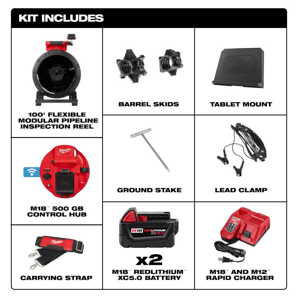 Milwaukee M18 100 Ft. Flexible Modular Pipeline Inspection System Kit, large image number 3