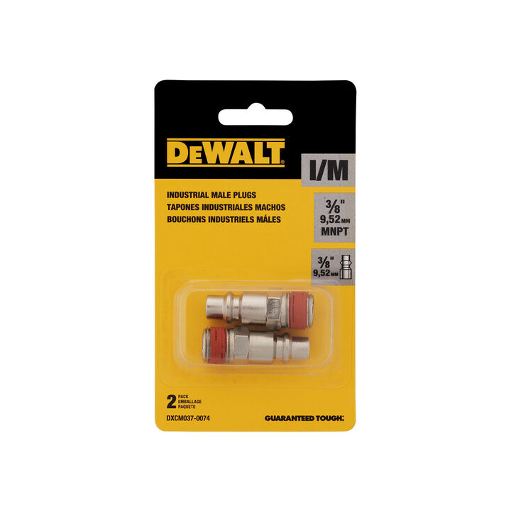 DEWALT 3/8 Inch MNPT Male Industrial Plug, 2 Pieces, large image number 3