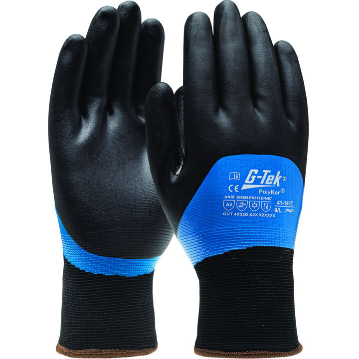 Protective Industrial Products PolyKor Insulated Coated Gloves with Acrylic Liner Black and Blue 2X 12 Pairs