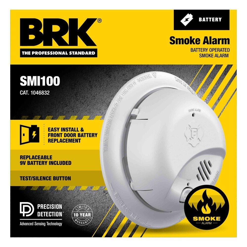 First Alert BRK SMI100 9V Alkaline Battery Operated Sensor Smoke Alarm, large image number 2