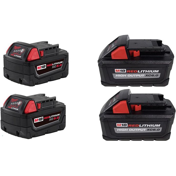 Milwaukee M18 REDLITHIUM XC 18V 5Ah/6Ah Lithium Ion Power Tool Battery Pack with Fuel Indicator (2 Pack)