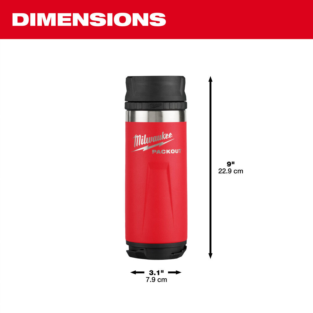 Milwaukee PACKOUT 18 Oz Insulated Bottle with Sip Lid Red, large image number 7
