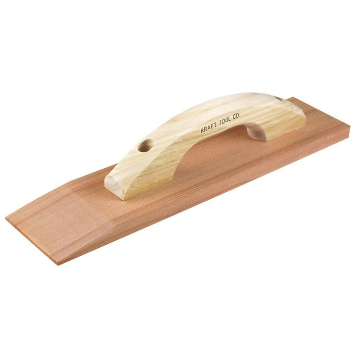 Kraft Tool Co 18 In. x 3-1/2 In. Clear Heart Redwood Beveled Hand Float with Wood Handle