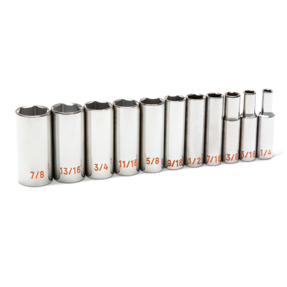 GEARWRENCH 3/8 Inch Drive 6 Point SAE Hi-Viz Deep Socket Set 11 Pieces, large image number 2