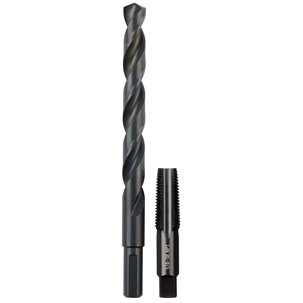Milwaukee 1/4 in -18 NPT Straight Flute Plug Tap & 7/16 in  Drill Bit, large image number 1