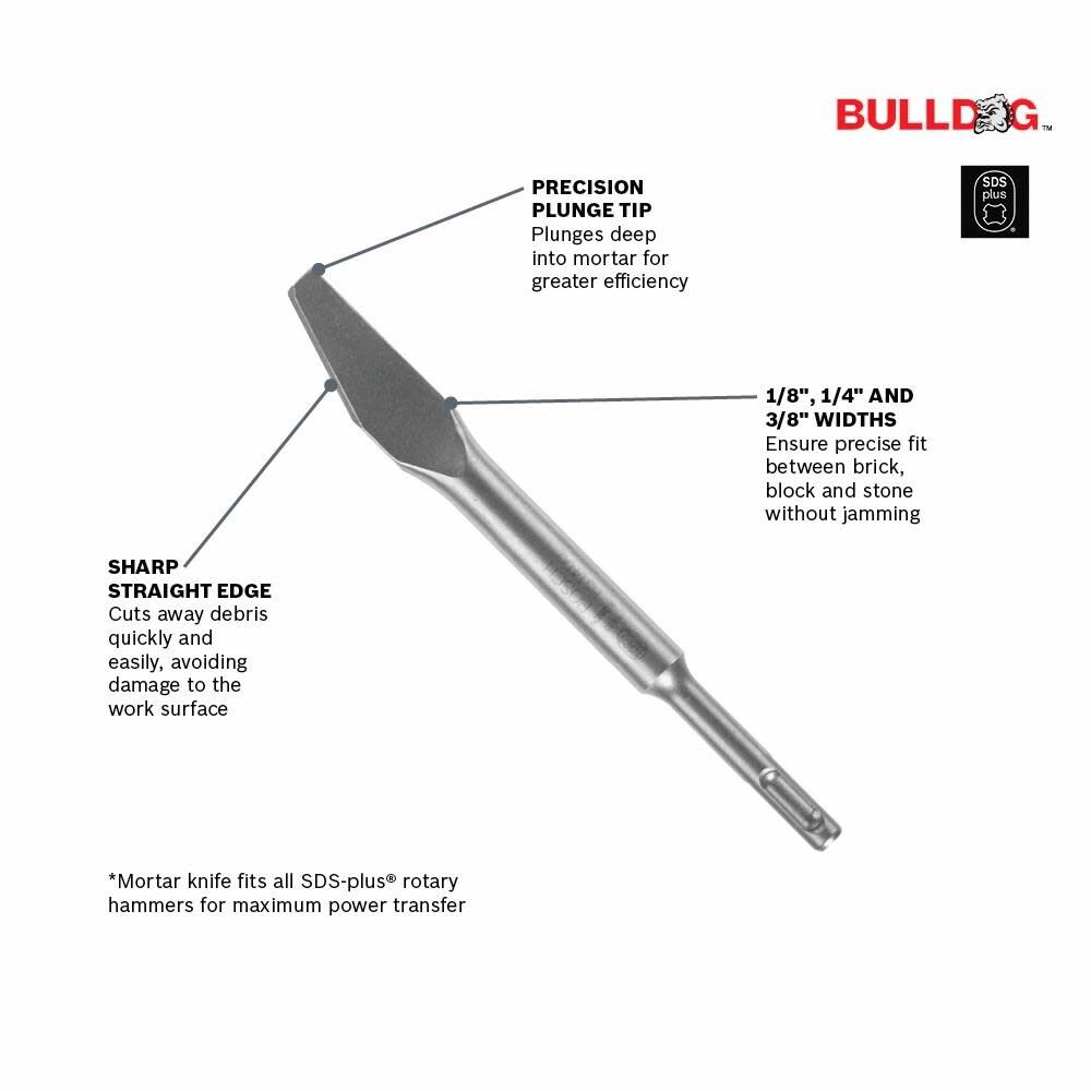 Bosch 1/8 Inch Mortar Knife SDS-plus Bulldog Xtreme Hammer Steel, large image number 2