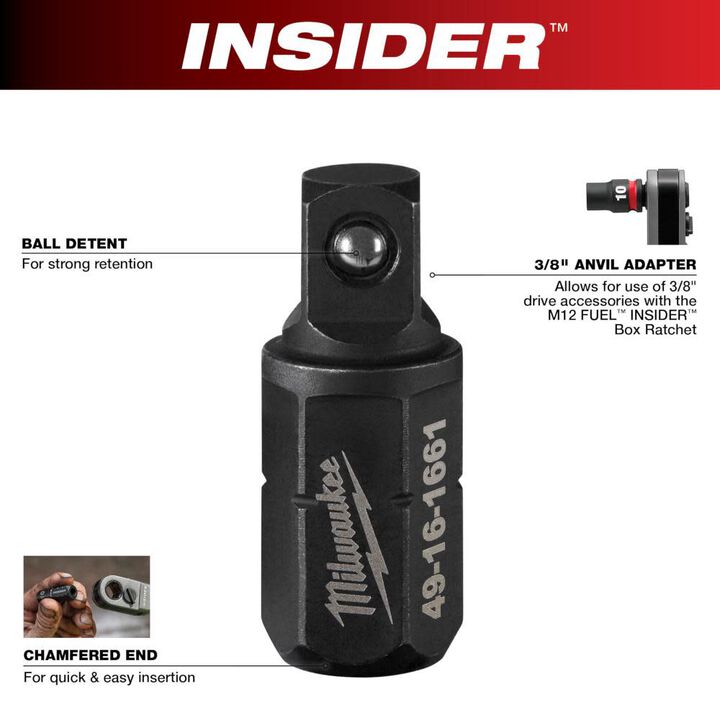 Milwaukee INSIDER Box Ratchet 3/8 in Anvil Adapter, large image number 2