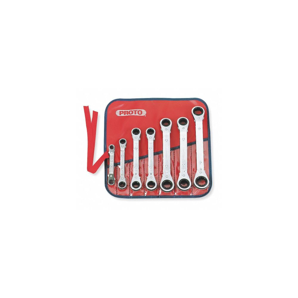 Proto 7 Piece Offset Reversible Ratcheting Box Wrench Set-6 and 12 Point, large image number 1