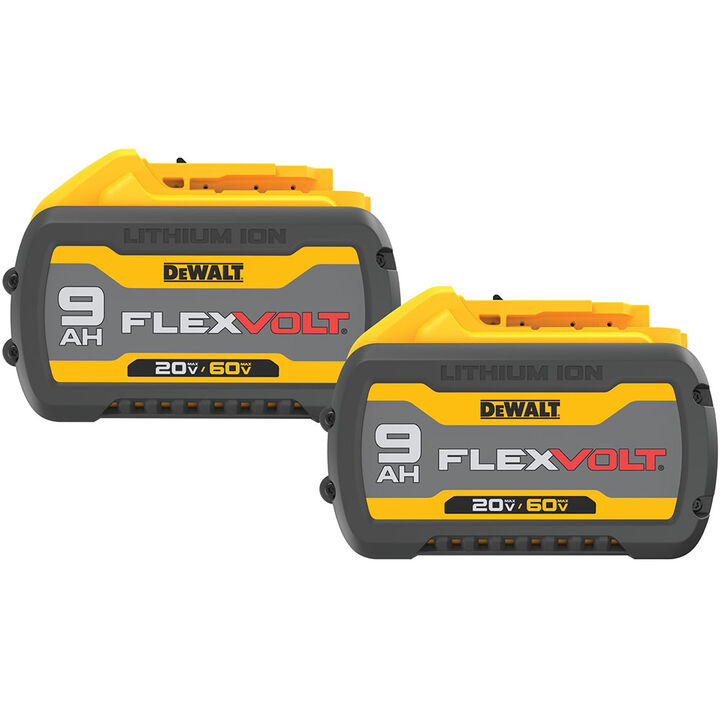 DEWALT FLEXVOLT 20V/60V 9Ah Lithium Ion Power Tool Battery Pack with Fuel Indicator (2 Pack)