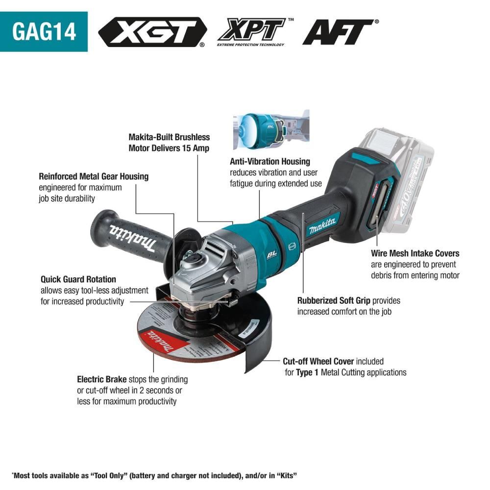 Makita 40V max XGT Cordless 4-1/2 in / 6 in Paddle Switch Angle Grinder (Bare Tool), large image number 21