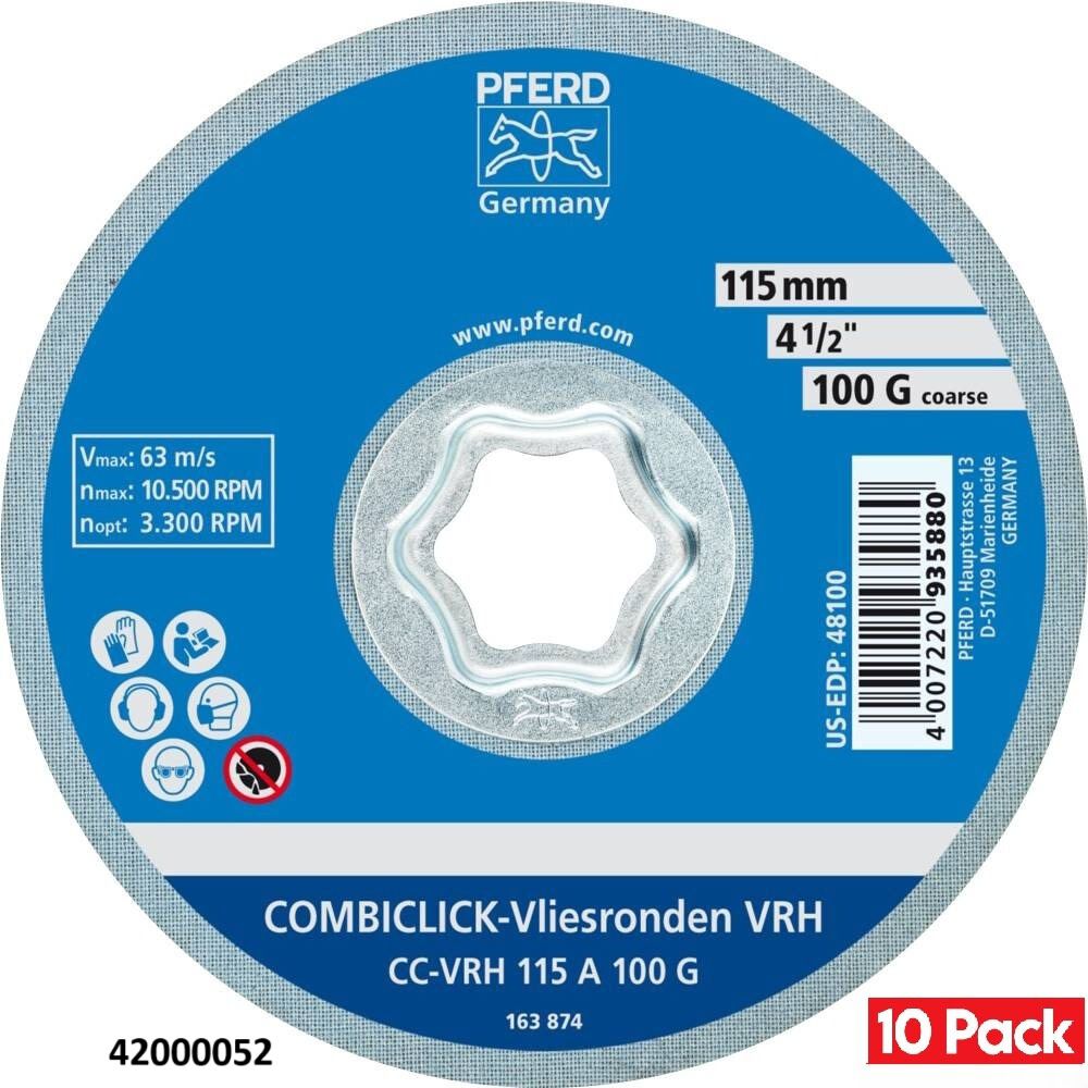 Pferd 4-1/2 Inch 100 Grit Aluminum Oxide Hard Non-Woven Disc Bundle, 10 Pieces, large image number 2
