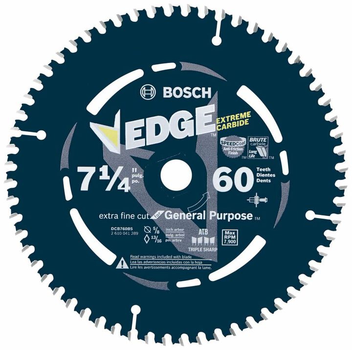 Bosch 7-1/4 Inch 60 Tooth Construction Portable Saw Blade Ultra-Fine Finish