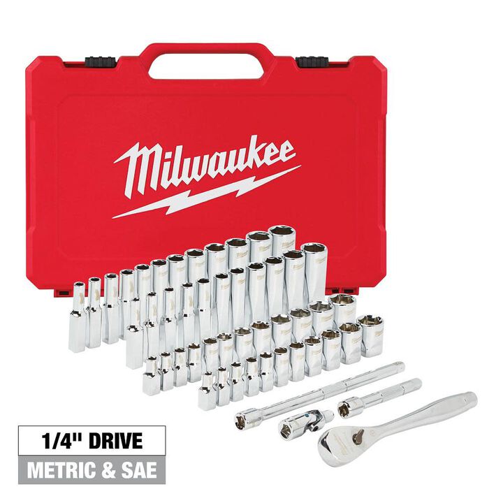Milwaukee 1/4 in. Drive 50 pc. Ratchet & Socket Set - SAE & Metric, large image number 12