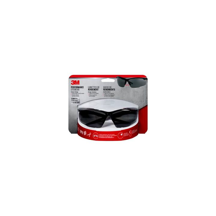 3M Black/Grey Wraparound Frame Grey Lens Safety Glasses, large image number 2