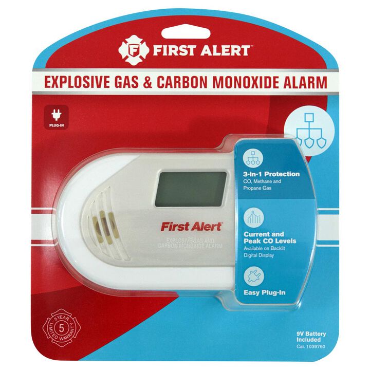 First Alert Combination Explosive Gas and Carbon Monoxide Alarm with Backlit Digital Display, large image number 4