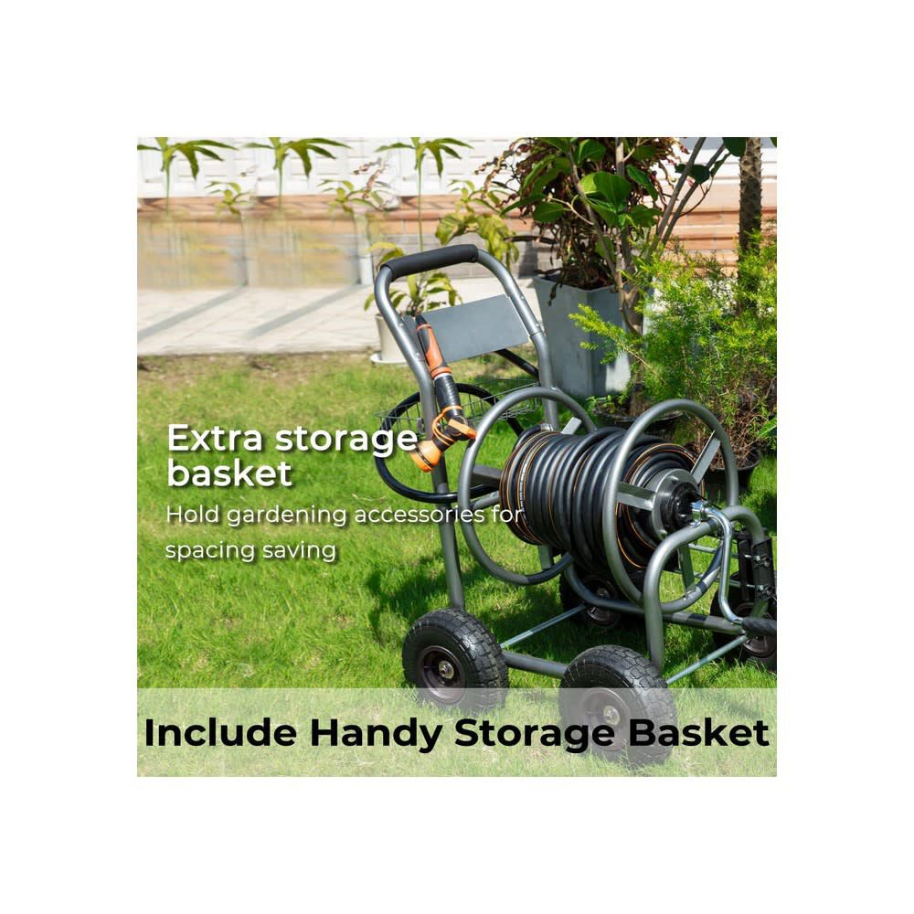 Giraffe Tools Hand Powered Industrial Hose Reel Cart with 4 Wheels, large image number 3