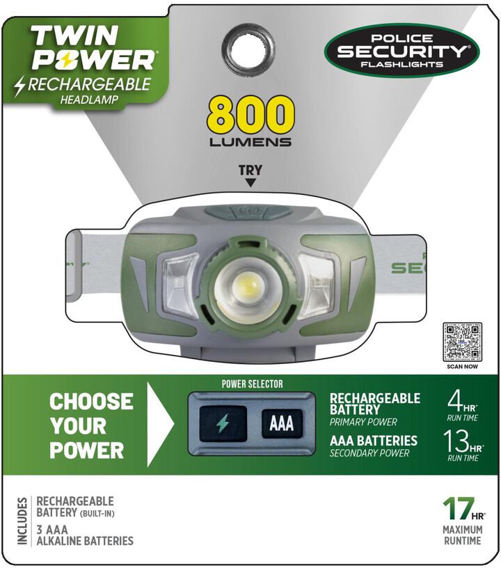 Police Security TWIN POWER 800 Lumens 3 AAA Alkaline Battery LED Headlamps, large image number 8