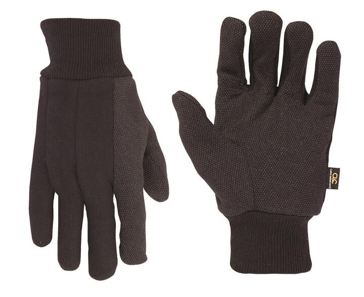 CLC Black Jersey Glove with PVC Gripper Dots - Large