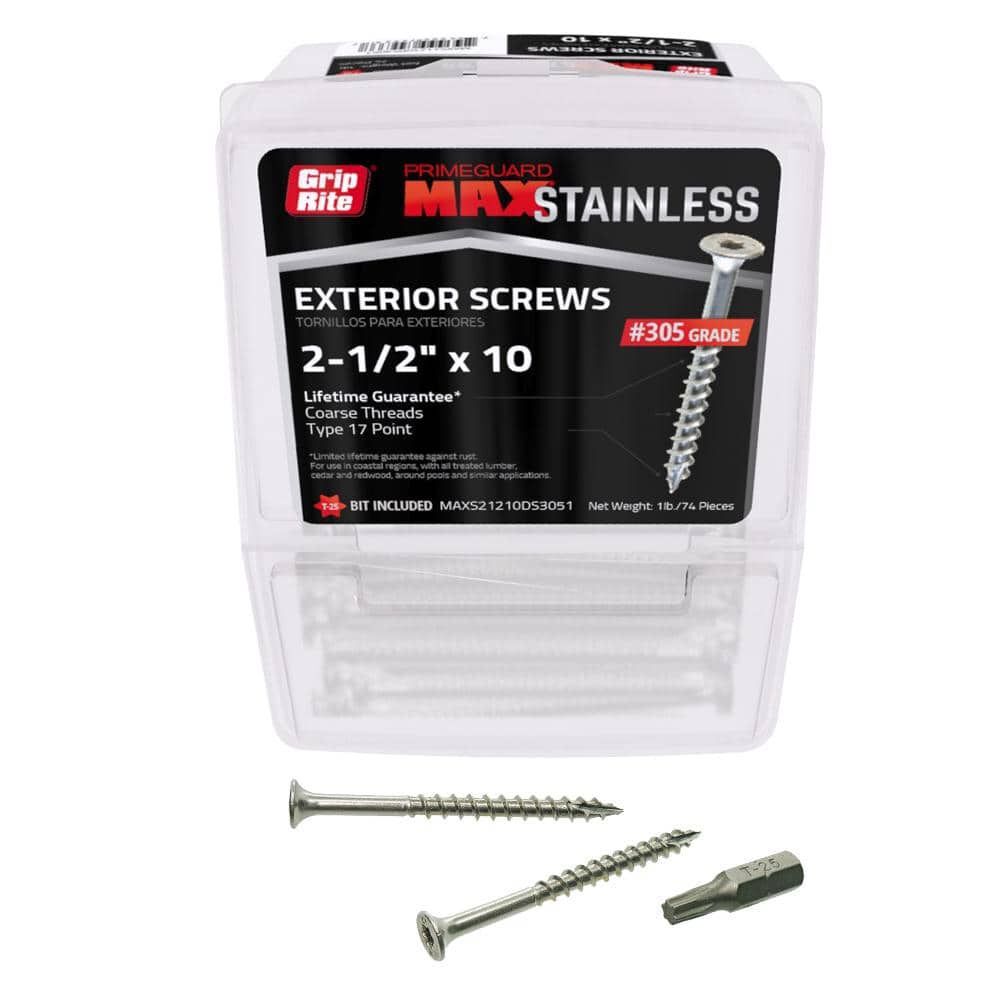 Grip Rite 10 Gauge 2-1/2 Inch 305 Stainless Exterior Deck Screw, large image number 4