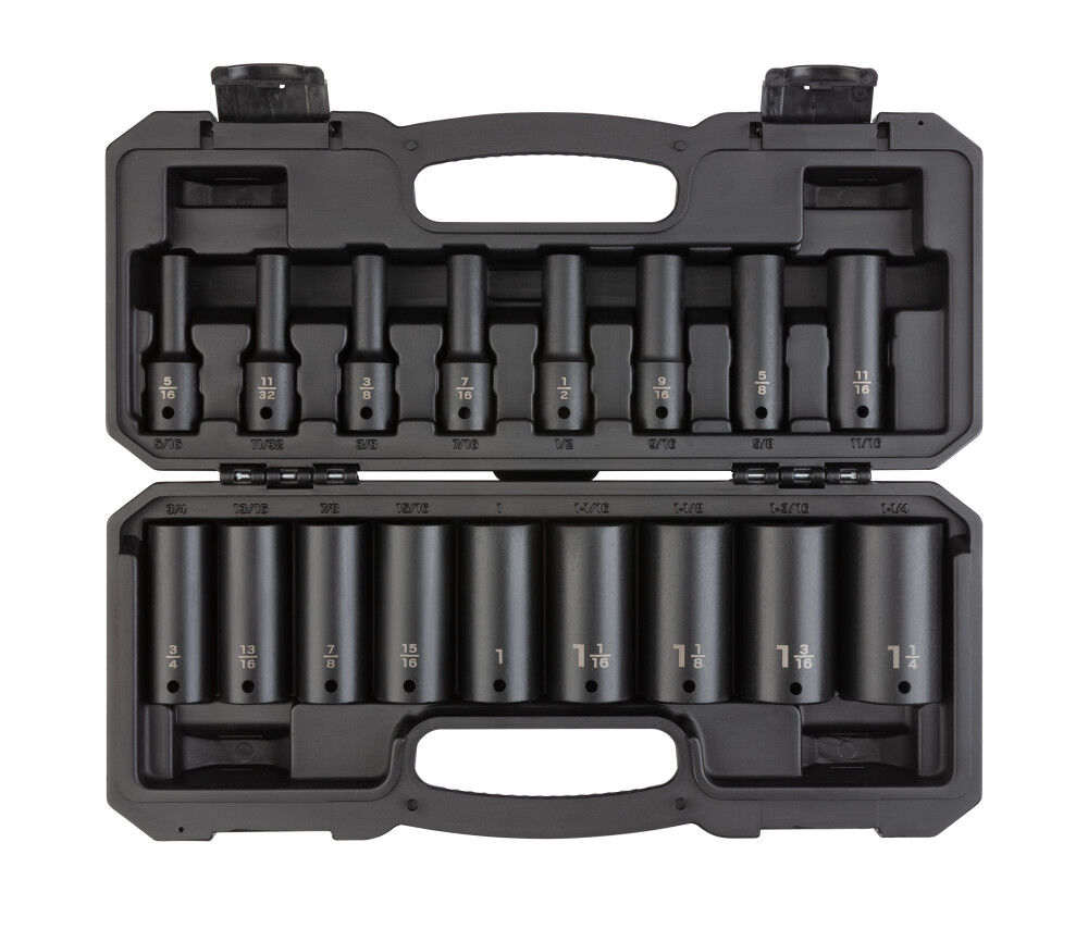 Tekton 1/2 Inch Deep 6 Point. Impact Socket Set, 17 Pieces (5/16 - 1-1/4 Inch), large image number 1