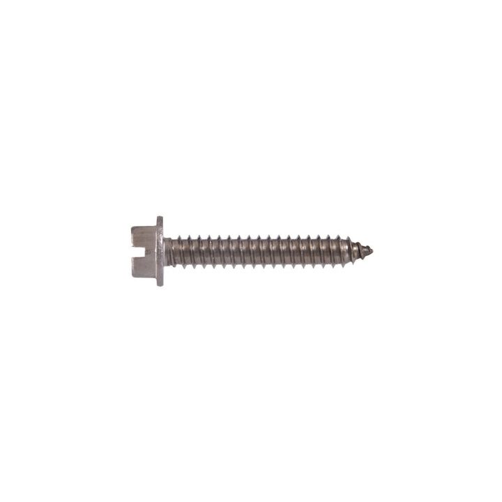 Hillman #14 x 1in Stainless SlottedHex Washer Sheet Metal Screw 100pk, large image number 1