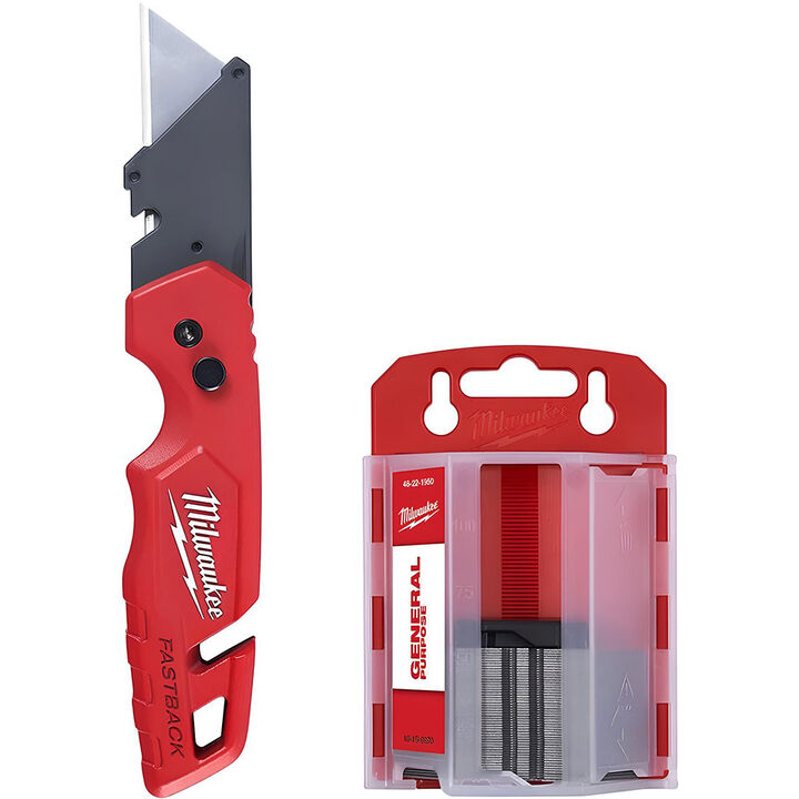 Milwaukee FASTBACK with Storage & 50PC General Utility Blades Set