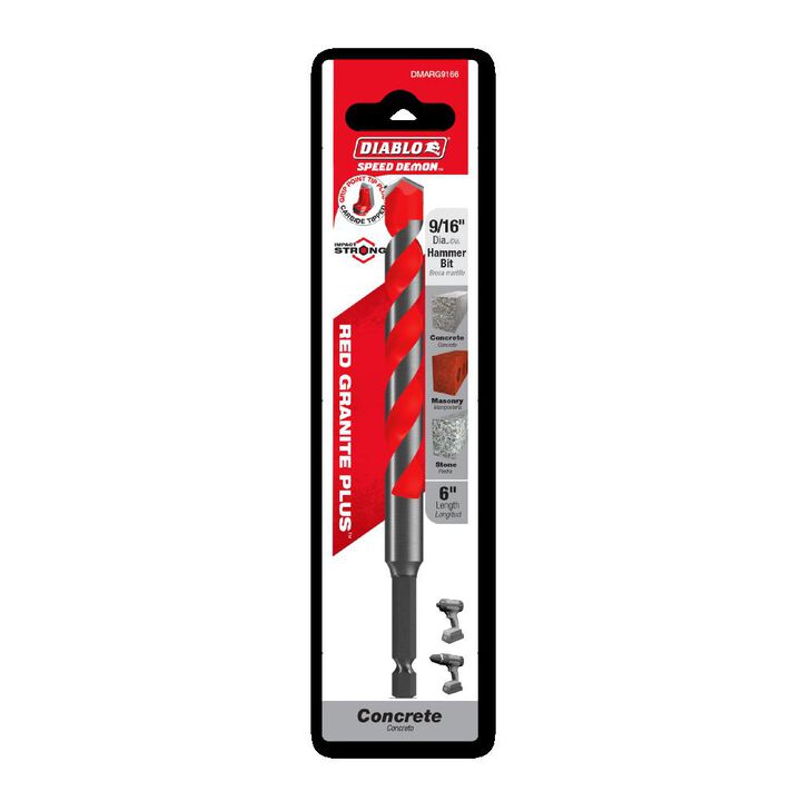 Diablo Tools 9/16 Inch x 4 Inch x 6 Inch SPEEDemon Red Granite PLUS Carbide-Tip Hammer Bit, large image number 3