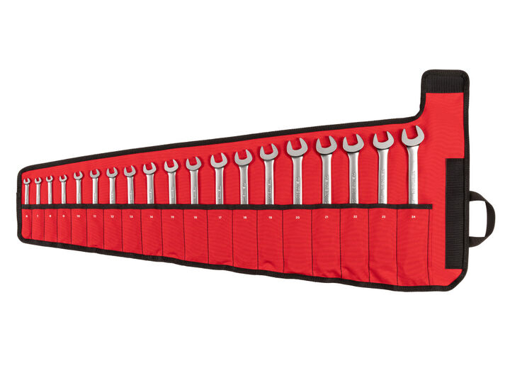 Tekton Ratcheting Combination Wrench Set, Pouch, 19 Piece 6-24 mm