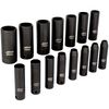 Milton 3/8 Drive Deep 6-Point Impact Socket Set 6-20mm Steel Coated Black Oxide Finish 15pc, small image number 2