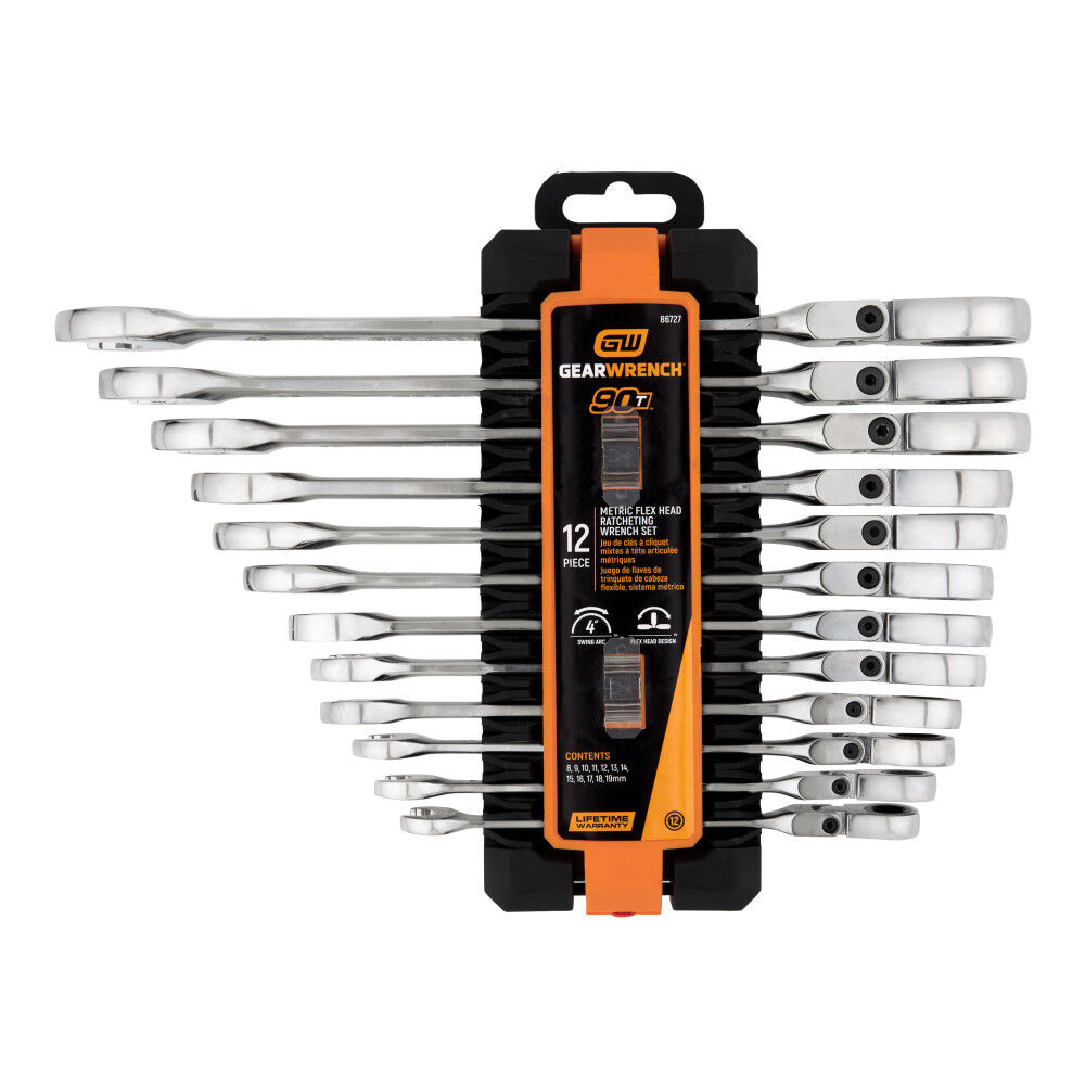 GEARWRENCH 12 Pc 90T 12 Point Flex Head Ratcheting Combination Metric Wrench Set, large image number 3